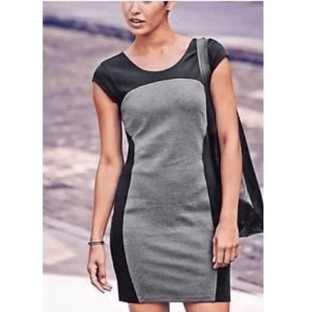 Athleta Women's Illusion Pullover Stretchy Black Gray Dress Size Small